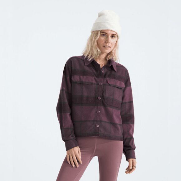 NWT Womens Large The North Face Valley Flannel Plaid Midnigh Mauve Top Shirt - Picture 1 of 8